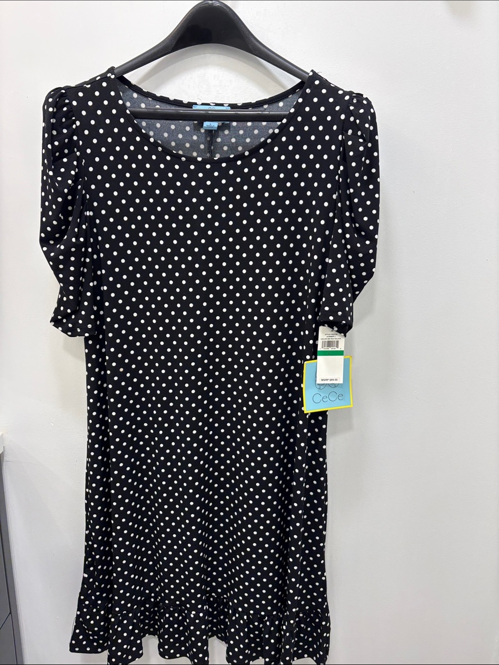 CeCe Black and White Polka Dot Midi Dress